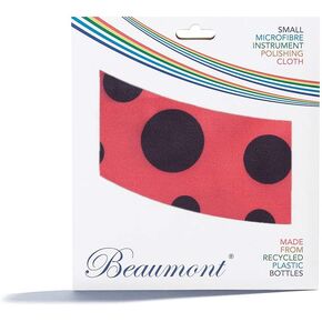 Beaumont Musical Polishing Patterned Bubblegum Kisses Instruments Trumpet Clarinet Sax Flute Recycled Microfibre Cleaning Cloth Brass Silver 25 x 25cm (BFC-BK)