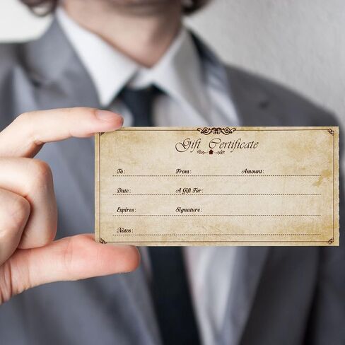 Sinmoe 50 Sets Gift Certificate for Business with 50 Pcs Envelopes Blank Gift Certificate Cards with Name and Address Rustic for Beauty Salon Restaurants Birthday(4.72 x 2.36 Inch, Branch Style) in Saudi Arabia