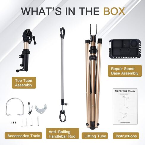 حامل إصلاح الدراجة Richeer (بحد أقصى 110 رطل) - حامل دراجة منزلي قابل للطي لصيانة دراجة الطريق والدراجة الجبلية - منصات عمل ميكانيكا الدراجات المحمولة قابلة للتعديل - سبائك الألومنيوم بالكامل in Kuwait