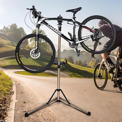 حامل إصلاح الدراجة Richeer (بحد أقصى 110 رطل) - حامل دراجة منزلي قابل للطي لصيانة دراجة الطريق والدراجة الجبلية - منصات عمل ميكانيكا الدراجات المحمولة قابلة للتعديل - سبائك الألومنيوم بالكامل in Kuwait