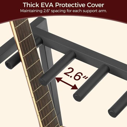 Guitar Stand for Electric Guitar, Bass, Multi Guitar Rack Holder with Charging Station, 3-tier Storage Shelf for Guitar Amp Picks Accessories, for Home Music Studio, Rustic Brown GSHR64E01 in Saudi Arabia