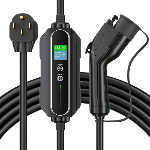 كابل شاحن Addlon Level 2 EV يصل إلى 40 أمبير، 240 فولت، كابل تمديد 21 قدم NEMA 14-50 متوافق مع SAE J1772 EV، شاحن EV محمول مع حقيبة حمل مناسبة للشحن المنزلي والخارجي in Kuwait