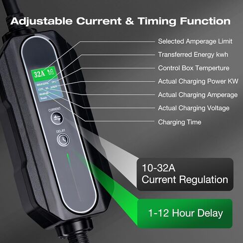 كابل شاحن Addlon Level 2 EV يصل إلى 40 أمبير، 240 فولت، كابل تمديد 21 قدم NEMA 14-50 متوافق مع SAE J1772 EV، شاحن EV محمول مع حقيبة حمل مناسبة للشحن المنزلي والخارجي in Kuwait