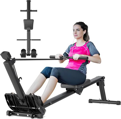 آلة التجديف للاستخدام المنزلي، آلة التجديف قابلة للطي مع وسادة مقعد مريحة - نسخة مطورة 2024 آلة التجديف تدعم 300 رطل، فائقة الهدوء والسلس in Saudi Arabia