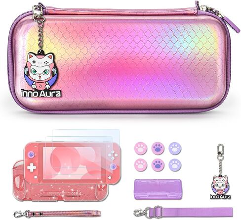 Switch Lite Case - innoAura 12 in 1 Switch Lite Accessories Bundle with Switch Lite Carrying Case, Switch Game Case, Switch Lite Screen Protector, Switch Stand, Switch Thumb Grips (Black) in Saudi Arabia