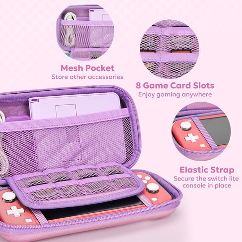 Switch Lite Case - innoAura 12 in 1 Switch Lite Accessories Bundle with Switch Lite Carrying Case, Switch Game Case, Switch Lite Screen Protector, Switch Stand, Switch Thumb Grips (Black) in Saudi Arabia