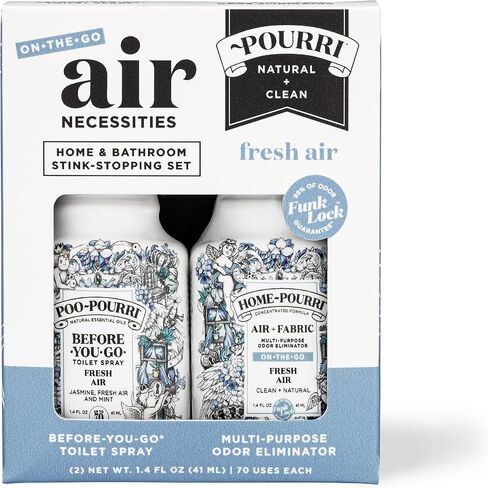 Poo~Pourri + Home~Pourri، مجموعة إيقاف الروائح الكريهة للمنزل والحمام، لافندر، طبيعي + نظيف مناسب للسفر، (ST9572)، 1.4 أونصة (عبوة من قطعتين) in Saudi Arabia