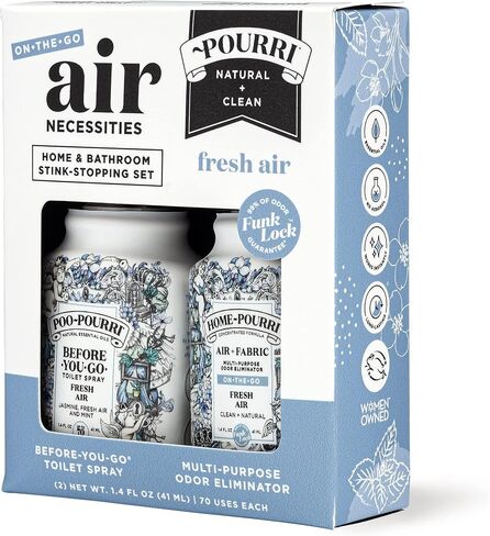 Poo~Pourri + Home~Pourri، مجموعة إيقاف الروائح الكريهة للمنزل والحمام، لافندر، طبيعي + نظيف مناسب للسفر، (ST9572)، 1.4 أونصة (عبوة من قطعتين) in Saudi Arabia