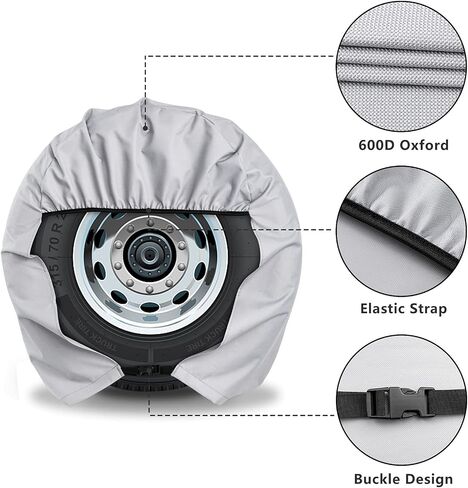 eletecpro RV Tire Covers Set of 4 with Heavy Duty 600D Oxford and Waterproof Coating Tire Cover RV Accessories for Trailer Truck Camper (Black) in Saudi Arabia