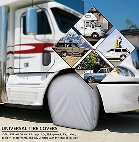 eletecpro RV Tire Covers Set of 4 with Heavy Duty 600D Oxford and Waterproof Coating Tire Cover RV Accessories for Trailer Truck Camper (Black) in Saudi Arabia
