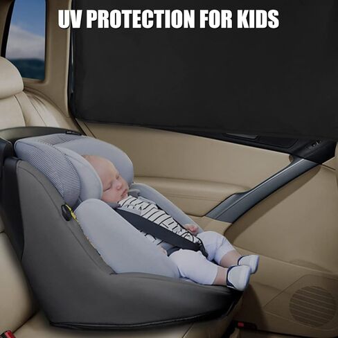 مظلة شمسية للنافذة الجانبية للسيارة، 4 قطع مغناطيسية + أغطية نوافذ السيارة معززة بشريط فيلكرو ستائر تعتيم للخصوصية، ستائر سيارات عالمية للحماية من الأشعة فوق البنفسجية، مظلات لنافذة السيارات للعائلة والرضع والأطفال والتخييم في السيارة in Kuwait