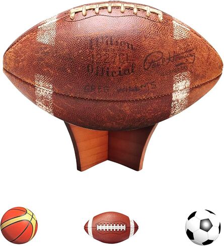 حامل حامل الكرة حامل عرض الكرة لكرة القدم وكرة السلة والكرة الطائرة وكرة القدم، مصنوع من الخشب الصلب، قطعتان لتوقيع الكأس in Kuwait