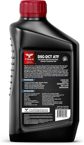 TRIAX DSG-DCT ATF قابض مزدوج اصطناعي بالكامل، حشو مدى الحياة، لجميع عمليات نقل القابض المزدوج، تحول سرعة عالي الأداء مع SureShift بدون إضافات قابلة للانزلاق (1 Qt) in Saudi Arabia