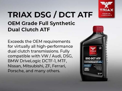 TRIAX DSG-DCT ATF قابض مزدوج اصطناعي بالكامل، حشو مدى الحياة، لجميع عمليات نقل القابض المزدوج، تحول سرعة عالي الأداء مع SureShift بدون إضافات قابلة للانزلاق (1 Qt) in Saudi Arabia