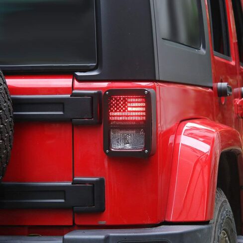 غطاء خفيف خلفي من Hooke Road JK، قفص العلم الأمريكي متوافق مع جيب JK Wrangler & Wrangler Unlimited 2007-2018 - زوج (أسود، مجد قديم) in Saudi Arabia