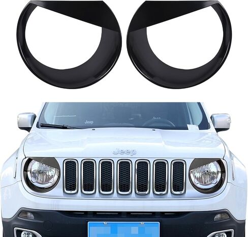 Hooke Road Black Angry Bird Headlight Bezels Cover for 2015 2016 2017 Jeep Renegade in Saudi Arabia