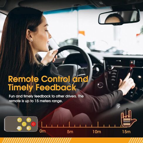 ضوء لفتة اليد للسيارة، علامة LED للنافذة الخلفية للسيارة، ضوء لفتة جديدة، ضوء إصبع السيارة مع جهاز تحكم عن بعد - 4 إيماءات تعبيرية، أدوات إكسسوارات السيارة المضحكة الرائعة in Kuwait