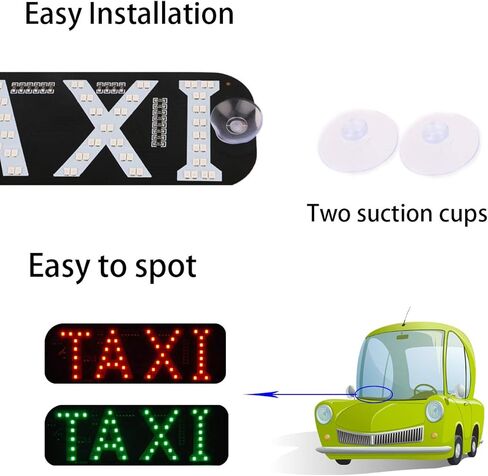 ضوء سيارة أجرة Sdoot، ديكور لافتة LED لسيارة الأجرة، شعار ضوء LED لسيارة أجرة قابل للتغيير بلونين، خطاف وامض على نافذة السيارة مع عاكس شاحن سيارة DC12V للسائق in Saudi Arabia