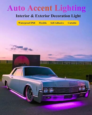 YM E-Bright Blue LED شريط أضواء للسيارات، 30 سم مقاوم للماء للسيارة تحت أضواء الدراجات النارية وعربة الجولف وديكور القارب LED شريط أضواء خارجي داخلي، DC-12V، حزمة من 4 in Kuwait