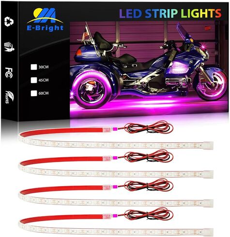 YM E-Bright Blue LED شريط أضواء للسيارات، 30 سم مقاوم للماء للسيارة تحت أضواء الدراجات النارية وعربة الجولف وديكور القارب LED شريط أضواء خارجي داخلي، DC-12V، حزمة من 4 in Kuwait