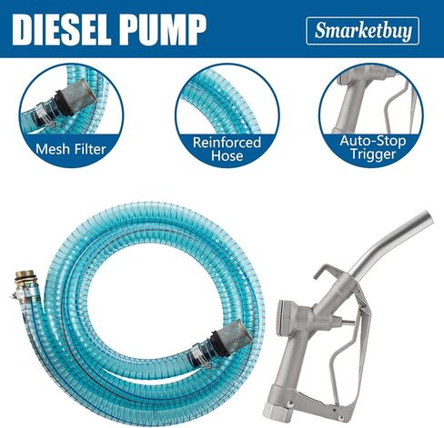 مضخة وقود الديزل الكهربائية من SmarketBuy 110 فولت، 550 وات مضخة نقل الوقود الكهربائية 16 GPM مجموعة مضخة وقود الديزل ذاتية التحضير مع عداد عرض وفوهة وخرطومين in Kuwait
