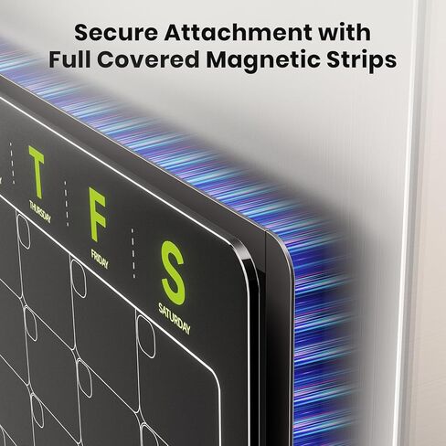 2 Set Scratch-Proof Magnetic Acrylic Calendar for Fridge 16" x 12" - Klearlook Monthly & Weekly Fridge Planner Board with Magnetic Strips, 4 Color Markers, 1 Pen Holder & 2 Cleaning Cloths, Black in Kuwait