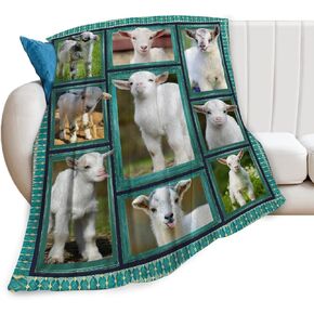 Cute Goat Blanket Farmhouse Animal Throw Blanket Goat Fuzzy Plush Blanket Ultra Soft for Goat Lover Gift Kids Teens Women Men Girls Boys Stuffed Decor for Home Bedding Sofas Couch Camping 50"X40"