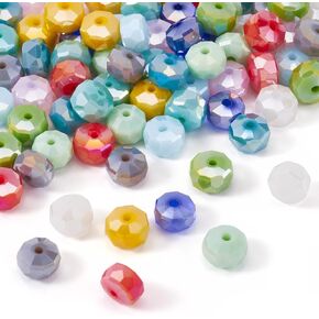 Cheriswelry 100Pcs Faceted Flower Glass Beads Transparent Crystal Marguerite Flower Spacer Beads 9.5-10x4mm for Necklace Bracelet Jewelry Making Crafts