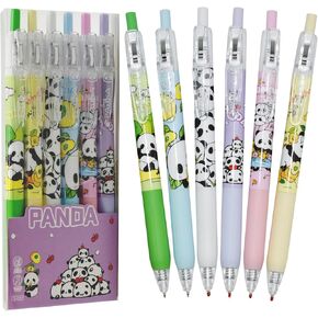 Maydahui 30 Pcs Kawaii Panda Pens Retractable Panda Gel Pen Cute Little Bear Flower Print Animal Pens Black Ink Comfortable Grip for School Home Office Supplies Party Goodie Bags
