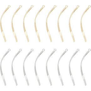 UNICRAFTALE 32pcs 2 Colors Twist Pendants Metal Rectangle Bar Charm Vertical Twist Bar Earrings Charm Stereoscopic Stainless Steel Pendants for DIY Jewelry Making 40 mm
