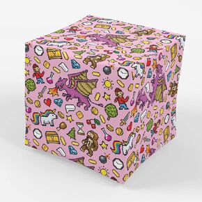 Stesha Party Pink Video Game Gamer Gift Wrapping Paper - Folded Flat 30 x 20 Inch (3 Sheets)
