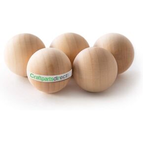 1-3/4 Inch Wooden Round Ball | 5 Pack | DIY Decorative Wood Crafting Balls | Unfinished Wood Spheres | Decanter Wooden Ball Corks - by Craftpartsdirect.com
