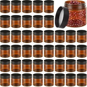 JMIATRY 50Packs 4OZ Plastic Amber Jars with Lids 4OZ Amber Plastic Jars 120ML/4 Ounce Refillable Empty Amber Containers for Cosmetic, Cream, Body Butter, Lotion