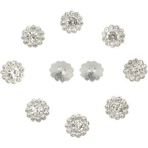 40Pcs/Set Metal Rhinestone Buttons Durable Accessories DIY Sewing Button Needlework Craft Decoration(0.59inch,Sliver)