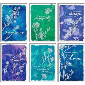 Hallmark Assorted Sympathy Cards (36 Cards with Envelopes) Blue and Green Flower Assortment