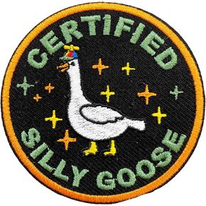 Certified Silly Goose Embroidery Patches for Clothes Backpacks Hats Jean Bag, Silly Goose Size 3" Iron On Patch or Sew On Patches, Funny Applique Embroidery Patches, Gift for Boy Girl Adults