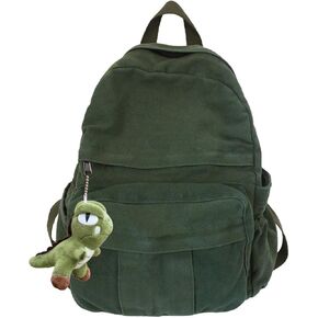 Canvas Laptop Backpack - Vintage Retro Aesthetic Travel Backpack for Women & Men (Green)