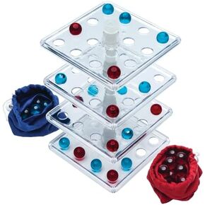 Jokari Take the Tower 3D Strategy Board Game for 2 To 4 Kids or Adults of Any Age. Easily Attach Rotating Playing Surfaces, Like Connect 4 Try to Align 4 Marbles, Turn a Level to Alter Opponent's Plan