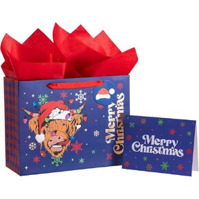 Loveinside Christmas Gift Bag with Tissue Paper, Gift Tag and Greeting Card for Christmas, New Year, Holiday and Party - 13" x 5" x 10", 1 Pcs, Santa Claus