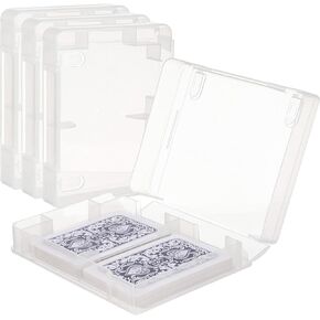 TLY 4pcs Plastic Playing Card Case Clear Card Deck Box Acrylic Playing Game Card Storage, 2 Decks Snaps Closed Card Holder Blank Business Card Organizer for 3.4x2.2inches Size Card