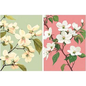 Ginfonr Framed Paint by Numbers Kit for Adults, Flower Acrylic Paint by Numbers on Canvas, Landscapes Oil Painting with Brushes, Adults Paint-by-Number Kits for Home Wall Decor (2PCS 8x12inch)