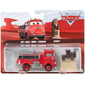 Disney Cars 2023 Mattel 1:55 Scale Diecast 2-Pack Red The Fire Truck and Stanley Monument