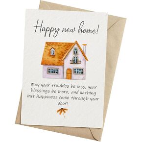 New Home Card, Housewarming, Congratulations on Your New House Card, New Apartment Card - Folded 5"x7" with Envelope - with Blessing, Welcome New Homeowner, Home Sweet Home