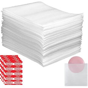 100 Pack Cushion Foam Pouches,12" x 16"Packing Supplies for Moving, Packing, Transportation and Storage, Incidental Fragile Stickers, Foam pouches for Packing Dishes, Glasses, Cups
