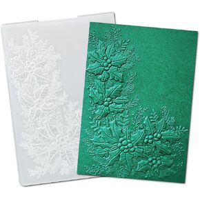 Arbuya 3D Christmas Holly Leaves Plastic Embossing Folders for Card Making 3 d Evergreen Holly Corner Embossing Folder for Gift Tag Paper Crafting Home Decoration 5"x7"