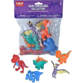 Wild Republic Baby Dino Polybag, T-Rex, Stegosaurus, Brachiosaurus, Triceratops, Pteranodon, Dinosaur Figures, Gifts for Kids, 5 Piece Set