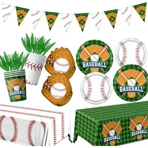 Baseball Party Decorations Tableware,143Pcs Baseball Party Supplies Includes Baseball Plates and Napkins Baseball Tablecloth Cups Banner for Gameday Celebrations Baseball Birthday Decorations