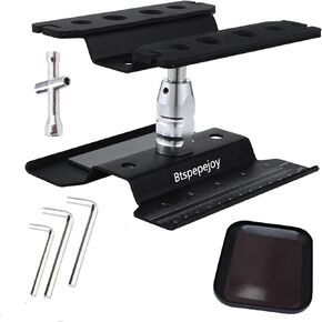 RC Repair Workstation Aluminum RC Car Work Stand 360 Degree Rotation Lift Lower with Screw Tray for 1/8 1/10 1/12 1/16 Scale for Traxxas TRX4 Axial Arrma Redcat Losi RC Crawler Truck Buggy (Black 2)