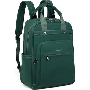 MASINTOR Leather Laptop Backpack for Women, Stylish Computer Backpack College Business Work Shoulder Bags Work and Travel Retro Green