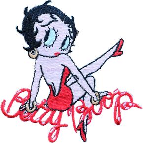 #E05206 Betty BOOP Betty Boop with Red Dress Embroidery Iron On Applique Patch -3 1/2" by 3 1/2"